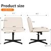 imageFDW Criss Cross Chair Armless Cross Legged Office Desk Chair Adjustable Swivel Ergonomic No Wheels Backrest with Wide Seat Native Sponge Computer Task Vanity for Home OfficeBrownBeige