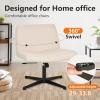 imageFDW Criss Cross Chair Armless Cross Legged Office Desk Chair Adjustable Swivel Ergonomic No Wheels Backrest with Wide Seat Native Sponge Computer Task Vanity for Home OfficeBrownBeige