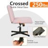 imageFDW Criss Cross Chair Armless Cross Legged Office Desk Chair Adjustable Swivel Ergonomic No Wheels Backrest with Wide Seat Native Sponge Computer Task Vanity for Home OfficeBrownPink