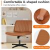 imageFDW Criss Cross Chair Armless Cross Legged Office Desk Chair Adjustable Swivel Ergonomic No Wheels Backrest with Wide Seat Native Sponge Computer Task Vanity for Home OfficeBrownBrown