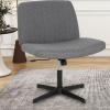 imageFDW Criss Cross Chair Armless Cross Legged Office Desk Chair Adjustable Swivel Ergonomic No Wheels Backrest with Wide Seat Native Sponge Computer Task Vanity for Home OfficeBrownAshy