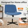 imageFDW Criss Cross Chair Armless Cross Legged Office Desk Chair Adjustable Swivel Ergonomic No Wheels Backrest with Wide Seat Native Sponge Computer Task Vanity for Home OfficeBrownBlue