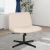 imageFDW Criss Cross Chair Armless Cross Legged Office Desk Chair Adjustable Swivel Ergonomic No Wheels Backrest with Wide Seat Native Sponge Computer Task Vanity for Home OfficeBrownBeige
