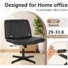 imageFDW Criss Cross Chair Armless Cross Legged Office Desk Chair Adjustable Swivel Ergonomic No Wheels Backrest with Wide Seat Native Sponge Computer Task Vanity for Home OfficeBrownDark Black