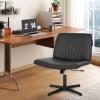 imageFDW Criss Cross Chair Armless Cross Legged Office Desk Chair Adjustable Swivel Ergonomic No Wheels Backrest with Wide Seat Native Sponge Computer Task Vanity for Home OfficeBrownDark Black