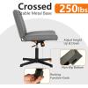 imageFDW Criss Cross Chair Armless Cross Legged Office Desk Chair Adjustable Swivel Ergonomic No Wheels Backrest with Wide Seat Native Sponge Computer Task Vanity for Home OfficeBrownGrey