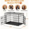 imageFDW Dog Crate Dog Kennel Cage with Double Door36 inch Folding Metal Wire Dog Cage with Removable TrayampampDivider PanelPet Crate for Medium DogsBlackBlack