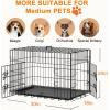 imageFDW Dog Crate Dog Kennel Cage with Double Door36 inch Folding Metal Wire Dog Cage with Removable TrayampampDivider PanelPet Crate for Medium DogsBlackBlack
