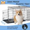 imageFDW Dog Crate Dog Kennel Cage with Double Door36 inch Folding Metal Wire Dog Cage with Removable TrayampampDivider PanelPet Crate for Medium DogsBlackBlack