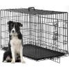 imageFDW Dog Crate Dog Kennel Cage with Double Door36 inch Folding Metal Wire Dog Cage with Removable TrayampampDivider PanelPet Crate for Medium DogsBlackBlack