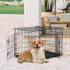 imageFDW Dog Crate Dog Kennel Cage with Double Door36 inch Folding Metal Wire Dog Cage with Removable TrayampampDivider PanelPet Crate for Medium DogsBlackBlack