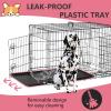 imageFDW Dog Crate Dog Kennel Cage with Double Door36 inch Folding Metal Wire Dog Cage with Removable TrayampampDivider PanelPet Crate for Medium DogsBlackDark Black