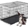 imageFDW Dog Crate Dog Kennel Cage with Double Door36 inch Folding Metal Wire Dog Cage with Removable TrayampampDivider PanelPet Crate for Medium DogsBlackBlack