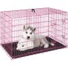 imageFDW Dog Crate Dog Kennel Cage with Double Door36 inch Folding Metal Wire Dog Cage with Removable TrayampampDivider PanelPet Crate for Medium DogsBlackPink