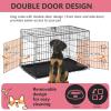 imageFDW Dog Crate Dog Kennel Cage with Double Door36 inch Folding Metal Wire Dog Cage with Removable TrayampampDivider PanelPet Crate for Medium DogsBlackDark Black