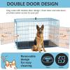 imageFDW Dog Crate Dog Kennel Cage with Double Door36 inch Folding Metal Wire Dog Cage with Removable TrayampampDivider PanelPet Crate for Medium DogsBlackBlue