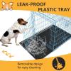 imageFDW Dog Crate Dog Kennel Cage with Double Door36 inch Folding Metal Wire Dog Cage with Removable TrayampampDivider PanelPet Crate for Medium DogsBlackBlue