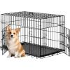 imageFDW Dog Crate Dog Kennel Cage with Double Door36 inch Folding Metal Wire Dog Cage with Removable TrayampampDivider PanelPet Crate for Medium DogsBlackBlack