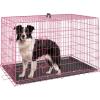 imageFDW Dog Crate Dog Kennel Cage with Double Door36 inch Folding Metal Wire Dog Cage with Removable TrayampampDivider PanelPet Crate for Medium DogsBlackPink