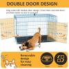 imageFDW Dog Crate Dog Kennel Cage with Double Door36 inch Folding Metal Wire Dog Cage with Removable TrayampampDivider PanelPet Crate for Medium DogsBlackBlue
