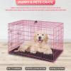 imageFDW Dog Crate Dog Kennel Cage with Double Door36 inch Folding Metal Wire Dog Cage with Removable TrayampampDivider PanelPet Crate for Medium DogsBlackPink