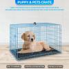 imageFDW Dog Crate Dog Kennel Cage with Double Door36 inch Folding Metal Wire Dog Cage with Removable TrayampampDivider PanelPet Crate for Medium DogsBlackBlue