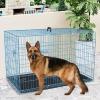 imageFDW Dog Crate Dog Kennel Cage with Double Door36 inch Folding Metal Wire Dog Cage with Removable TrayampampDivider PanelPet Crate for Medium DogsBlackBlue