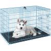 imageFDW Dog Crate Dog Kennel Cage with Double Door36 inch Folding Metal Wire Dog Cage with Removable TrayampampDivider PanelPet Crate for Medium DogsBlackBlue