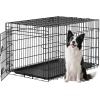 imageFDW Dog Crate Dog Kennel Cage with Double Door36 inch Folding Metal Wire Dog Cage with Removable TrayampampDivider PanelPet Crate for Medium DogsBlackBlack