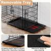 imageFDW Dog Crate Dog Kennel Cage with Double Door36 inch Folding Metal Wire Dog Cage with Removable TrayampampDivider PanelPet Crate for Medium DogsBlackBlack