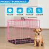 imageFDW Dog Crate Dog Kennel Cage with Double Door36 inch Folding Metal Wire Dog Cage with Removable TrayampampDivider PanelPet Crate for Medium DogsBlackPink