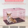 imageFDW Dog Crate Dog Kennel Cage with Double Door36 inch Folding Metal Wire Dog Cage with Removable TrayampampDivider PanelPet Crate for Medium DogsBlackPink