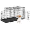 imageFDW Dog Crate Dog Kennel Cage with Double Door36 inch Folding Metal Wire Dog Cage with Removable TrayampampDivider PanelPet Crate for Medium DogsBlackBlack