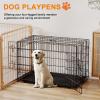 imageFDW Dog Crate Dog Kennel Cage with Double Door36 inch Folding Metal Wire Dog Cage with Removable TrayampampDivider PanelPet Crate for Medium DogsBlackBlack