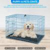 imageFDW Dog Crate Dog Kennel Cage with Double Door36 inch Folding Metal Wire Dog Cage with Removable TrayampampDivider PanelPet Crate for Medium DogsBlackBlue
