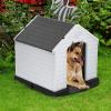 imageFDW Dog House Indoor Outdoor Durable Ventilate Waterproof Pet Plastic Dog House for Small Medium Large Dogs Insulated Puppy Shelter Kennel Crate with Air Vents and Elevated FloorGrey