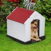 imageFDW Dog House Indoor Outdoor Durable Ventilate Waterproof Pet Plastic Dog House for Small Medium Large Dogs Insulated Puppy Shelter Kennel Crate with Air Vents and Elevated FloorRed