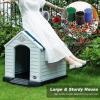imageFDW Dog House Indoor Outdoor Durable Ventilate Waterproof Pet Plastic Dog House for Small Medium Large Dogs Insulated Puppy Shelter Kennel Crate with Air Vents and Elevated FloorBlue