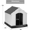imageFDW Dog House Indoor Outdoor Durable Ventilate Waterproof Pet Plastic Dog House for Small Medium Large Dogs Insulated Puppy Shelter Kennel Crate with Air Vents and Elevated FloorGrey