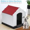 imageFDW Dog House Indoor Outdoor Durable Ventilate Waterproof Pet Plastic Dog House for Small Medium Large Dogs Insulated Puppy Shelter Kennel Crate with Air Vents and Elevated FloorRed