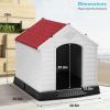 imageFDW Dog House Indoor Outdoor Durable Ventilate Waterproof Pet Plastic Dog House for Small Medium Large Dogs Insulated Puppy Shelter Kennel Crate with Air Vents and Elevated FloorRed