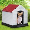 imageFDW Dog House Indoor Outdoor Durable Ventilate Waterproof Pet Plastic Dog House for Small Medium Large Dogs Insulated Puppy Shelter Kennel Crate with Air Vents and Elevated FloorRed
