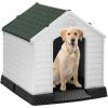 imageFDW Dog House Indoor Outdoor Durable Ventilate Waterproof Pet Plastic Dog House for Small Medium Large Dogs Insulated Puppy Shelter Kennel Crate with Air Vents and Elevated FloorGreen