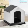 imageFDW Dog House Indoor Outdoor Durable Ventilate Waterproof Pet Plastic Dog House for Small Medium Large Dogs Insulated Puppy Shelter Kennel Crate with Air Vents and Elevated FloorGrey