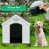 imageFDW Dog House Indoor Outdoor Durable Ventilate Waterproof Pet Plastic Dog House for Small Medium Large Dogs Insulated Puppy Shelter Kennel Crate with Air Vents and Elevated FloorGrey