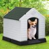 imageFDW Dog House Indoor Outdoor Durable Ventilate Waterproof Pet Plastic Dog House for Small Medium Large Dogs Insulated Puppy Shelter Kennel Crate with Air Vents and Elevated FloorGreen