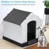 imageFDW Dog House Indoor Outdoor Durable Ventilate Waterproof Pet Plastic Dog House for Small Medium Large Dogs Insulated Puppy Shelter Kennel Crate with Air Vents and Elevated FloorGrey