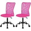 imageFDW Home Office Chair Mid Back Mesh Desk Chair Armless Computer Ergonomic Task Rolling Swivel Chair Back Support Adjustable Modern with Lumbar SupportBluePink