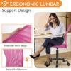 imageFDW Home Office Chair Mid Back Mesh Desk Chair Armless Computer Ergonomic Task Rolling Swivel Chair Back Support Adjustable Modern with Lumbar SupportBluePink