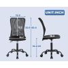 imageFDW Home Office Chair Mid Back Mesh Desk Chair Armless Computer Ergonomic Task Rolling Swivel Chair Back Support Adjustable Modern with Lumbar SupportBlueBlack